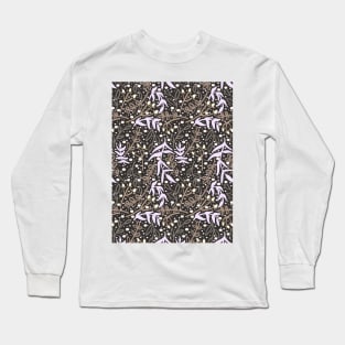 Botanicals and Dots - Hand Drawn Design - Pink, Yellow, Brown, and Dark Sage Long Sleeve T-Shirt